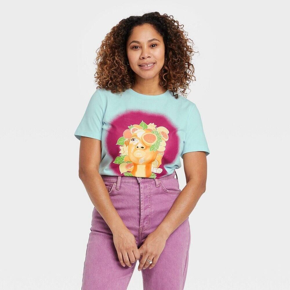 NEW Womens Sz Small Blue or Large Cotton Graphic Tee Shirt BLACK HISTORY MONTH